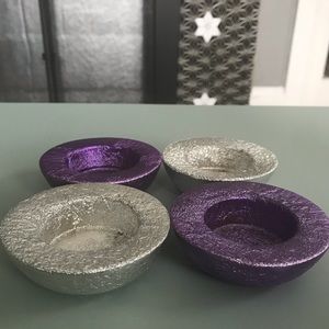 Set of 4 metallic candle holders